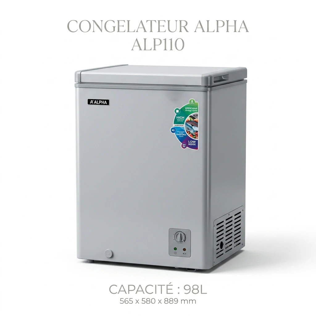 Congélateur alpha horizontal 98litres gris ALP110