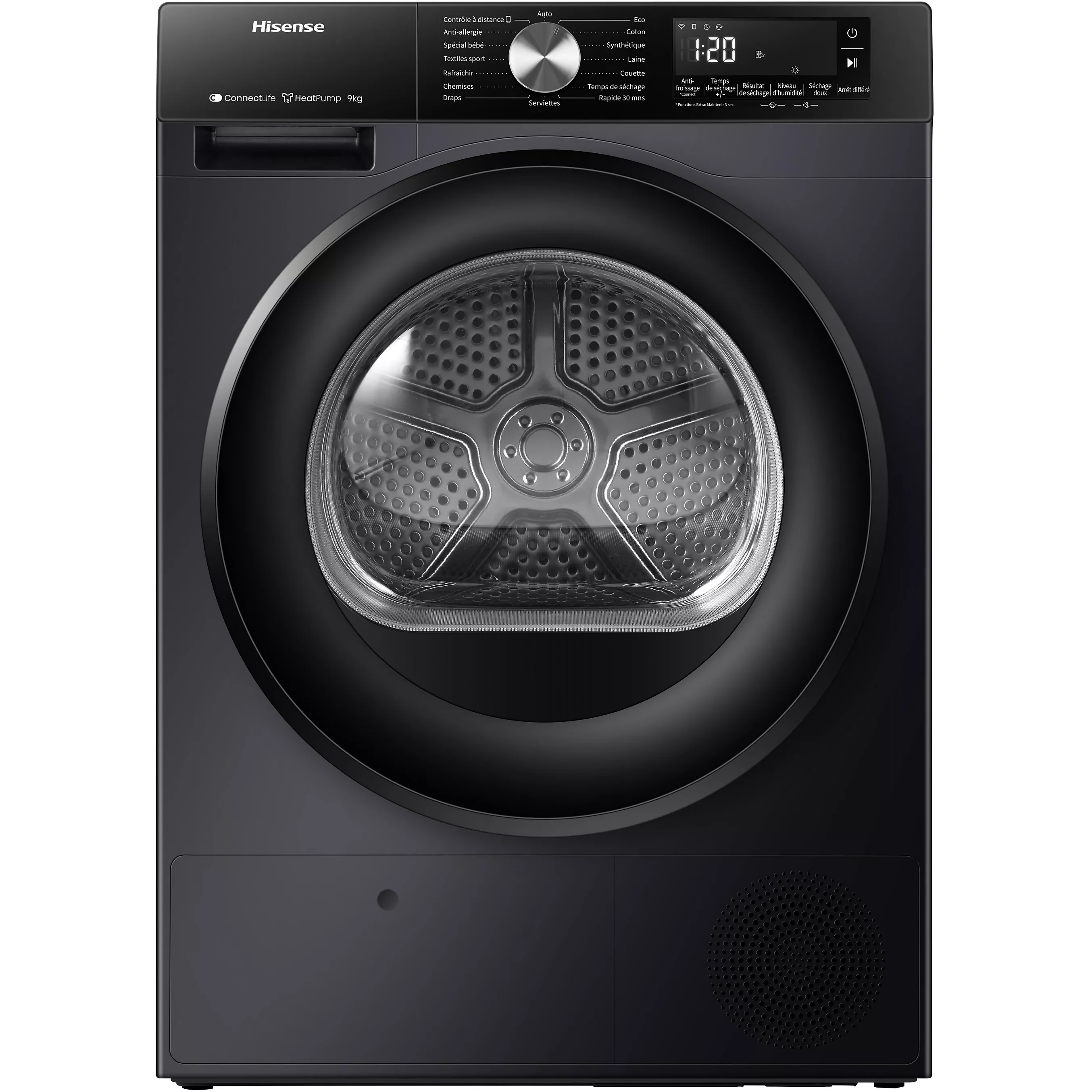 Sèche linge Hisense 9kg pompe à chaleur Wi-Fi gris DH3S902BBCC