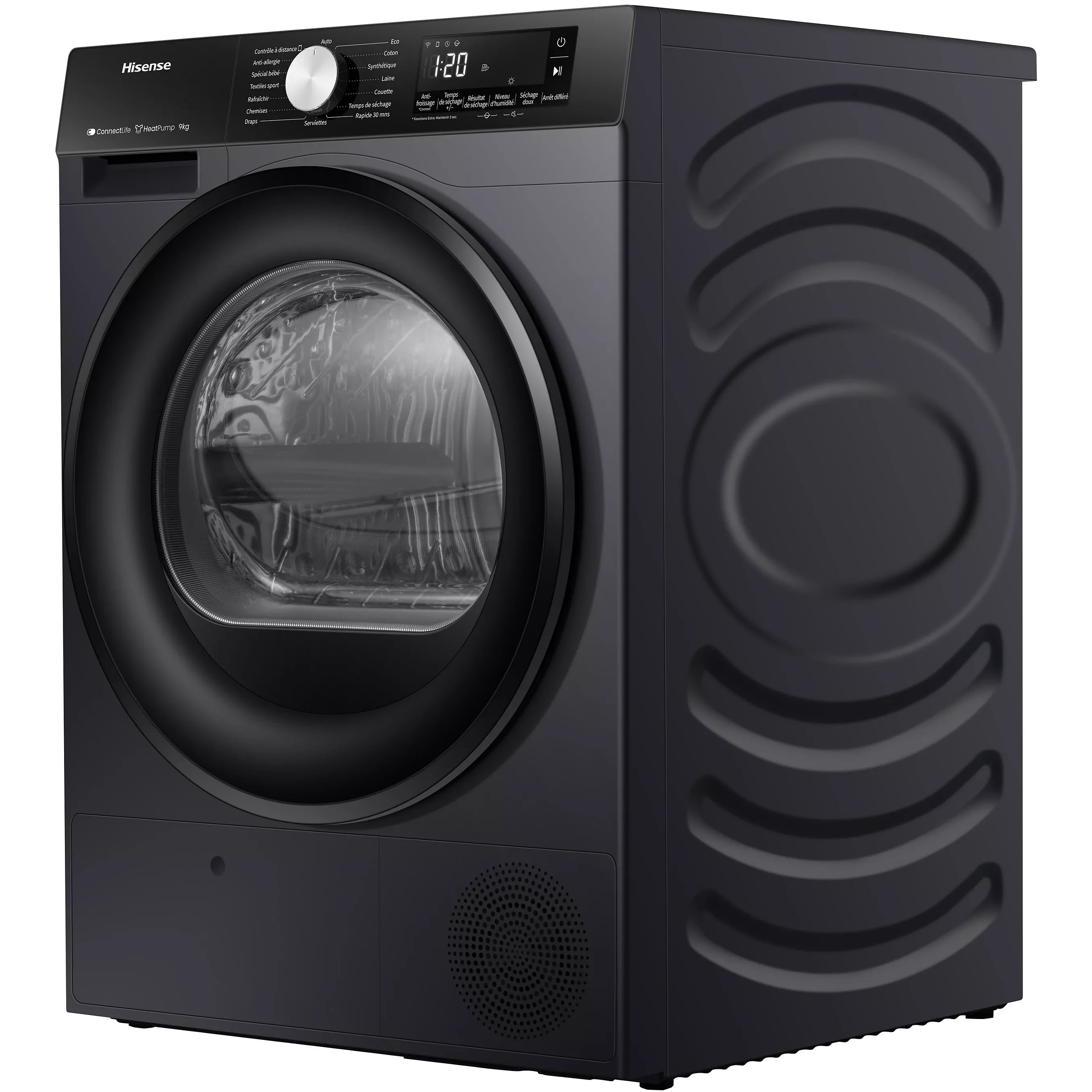 Sèche linge Hisense 9kg pompe à chaleur Wi-Fi gris DH3S902BBCC