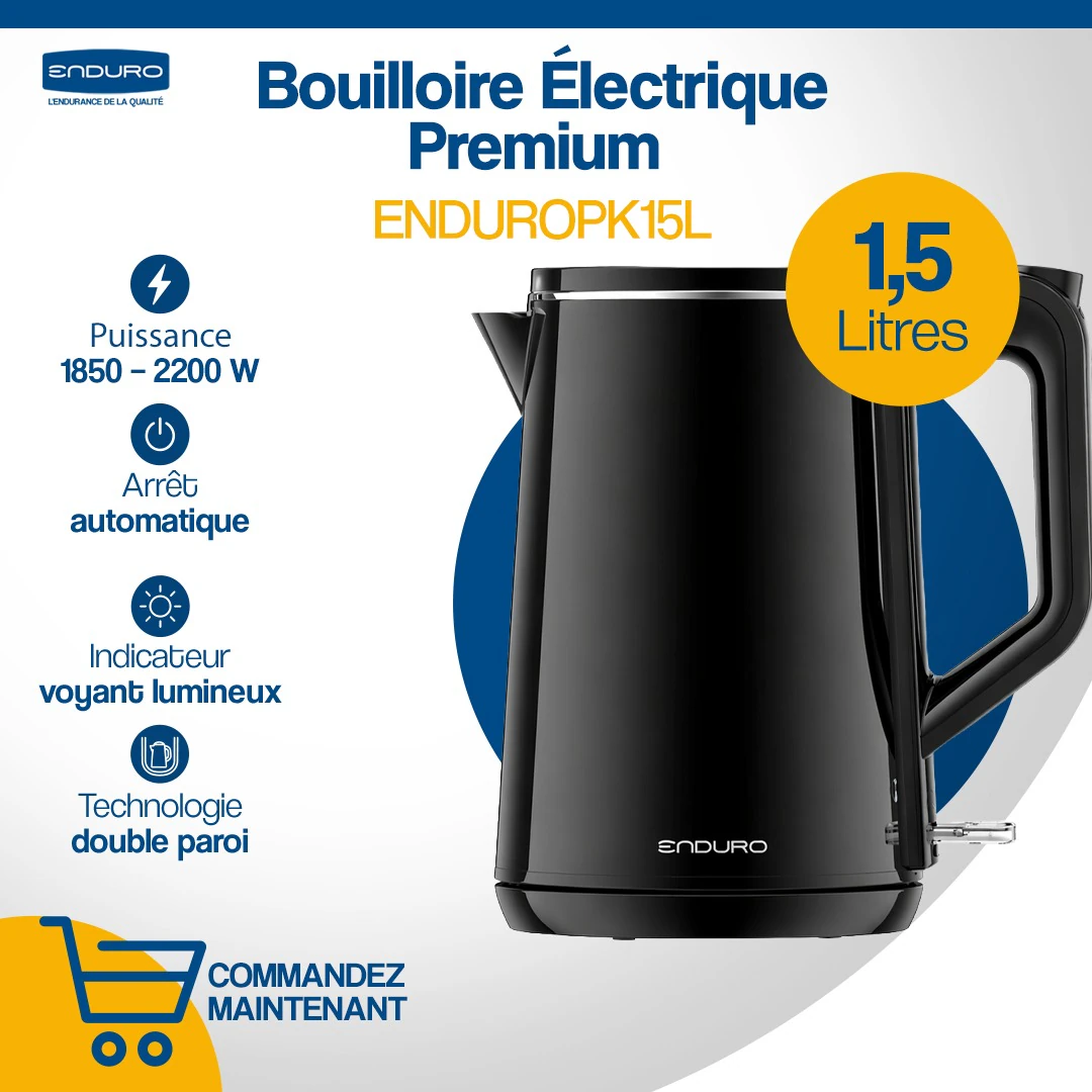 Bouilloire Enduro 1.5litres électrique noir PK15L