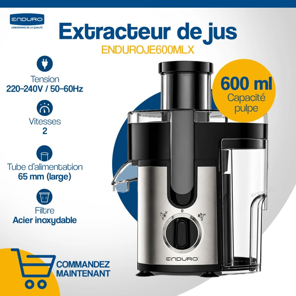 Extracteur jus Enduro 2vitesses 400W inox JE600MLX