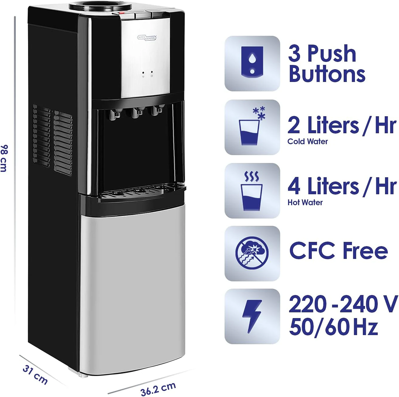 FONTAINE ENDURO 3ROBINETS AVEC FRIGO INOX WD120FRHCA