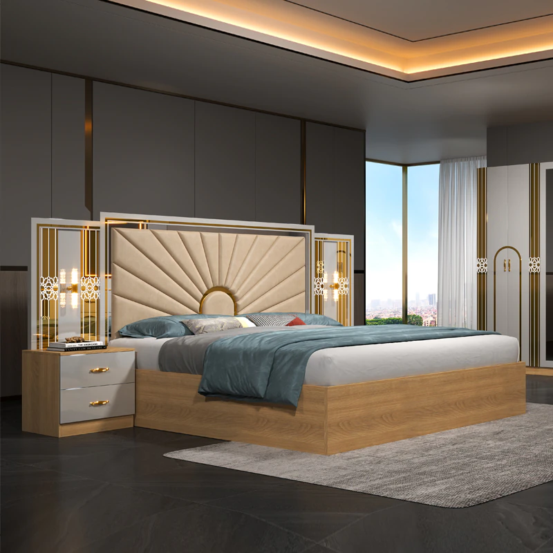Chambre à coucher 6battants 5pièces beige blanc MC615