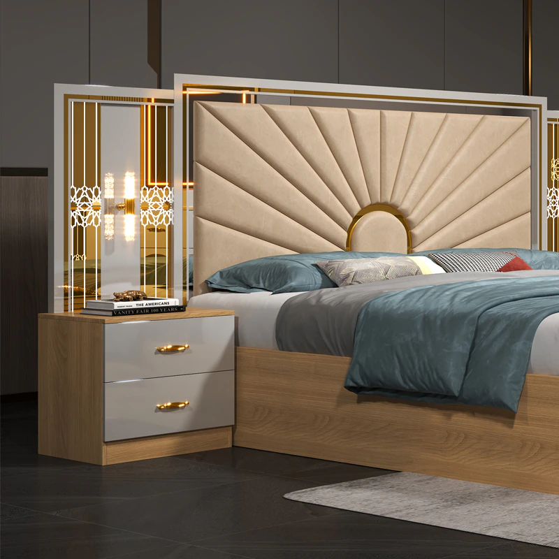 Chambre à coucher 6battants 5pièces beige blanc MC615