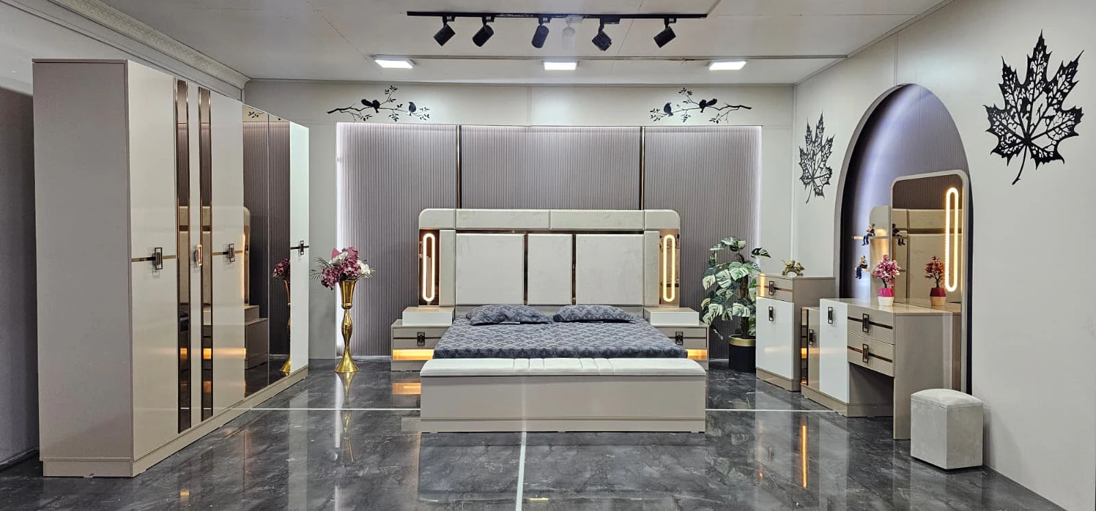 Chambre à coucher armoire 6battants 6pièces lora champagne 5021
