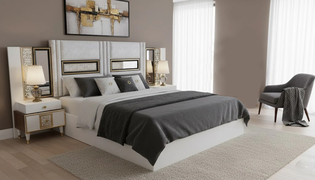 Chambre à coucher 8battants 5pièces vip marron beige efuylim CAC019 (3107)