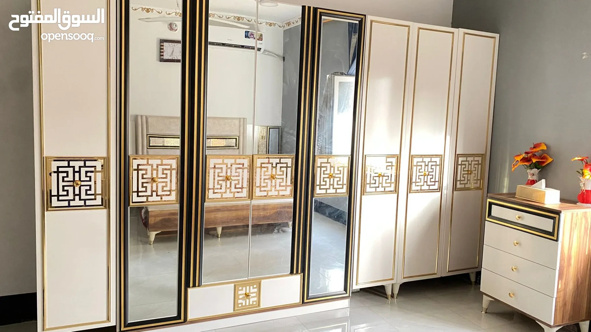 Chambre à coucher 8battants 5pièces vip marron beige efuylim CAC019 (3107)