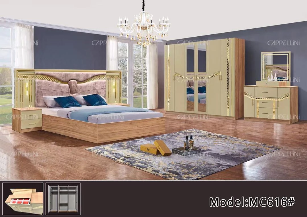 Chambre à coucher 6battants 5pièces beige MC616