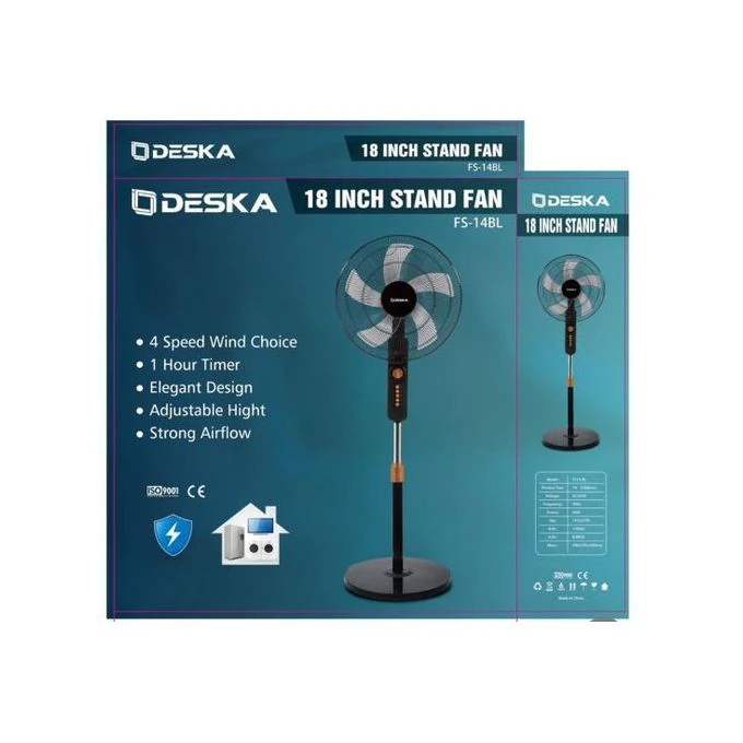 Ventilateur Deska 18 » sur pied noir FS13NOSC
