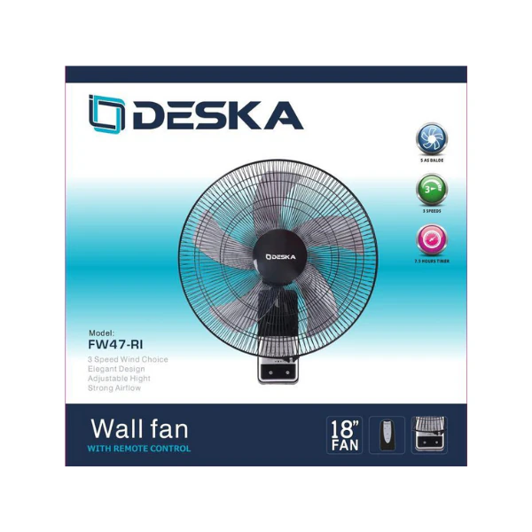 Ventilateur Deska 18 » mural avec commande FW47 (rino)