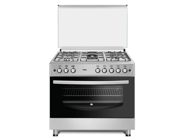 Cuisinière Ferre 5feux 90X60 à gaz gris F9P50G2DI