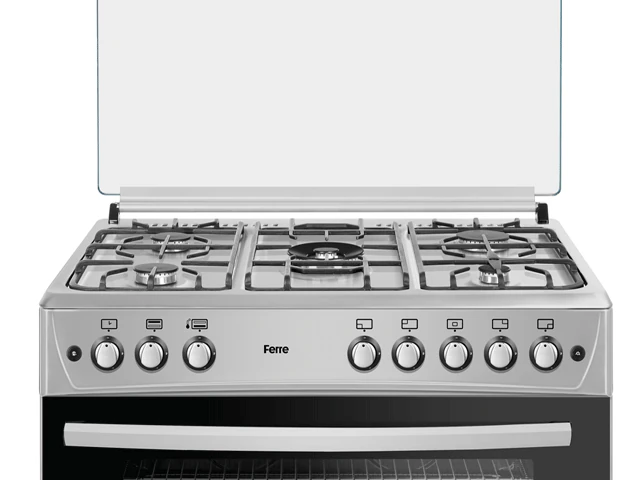 Cuisinière Ferre 5feux 90X60 à gaz gris F9P50G2DI