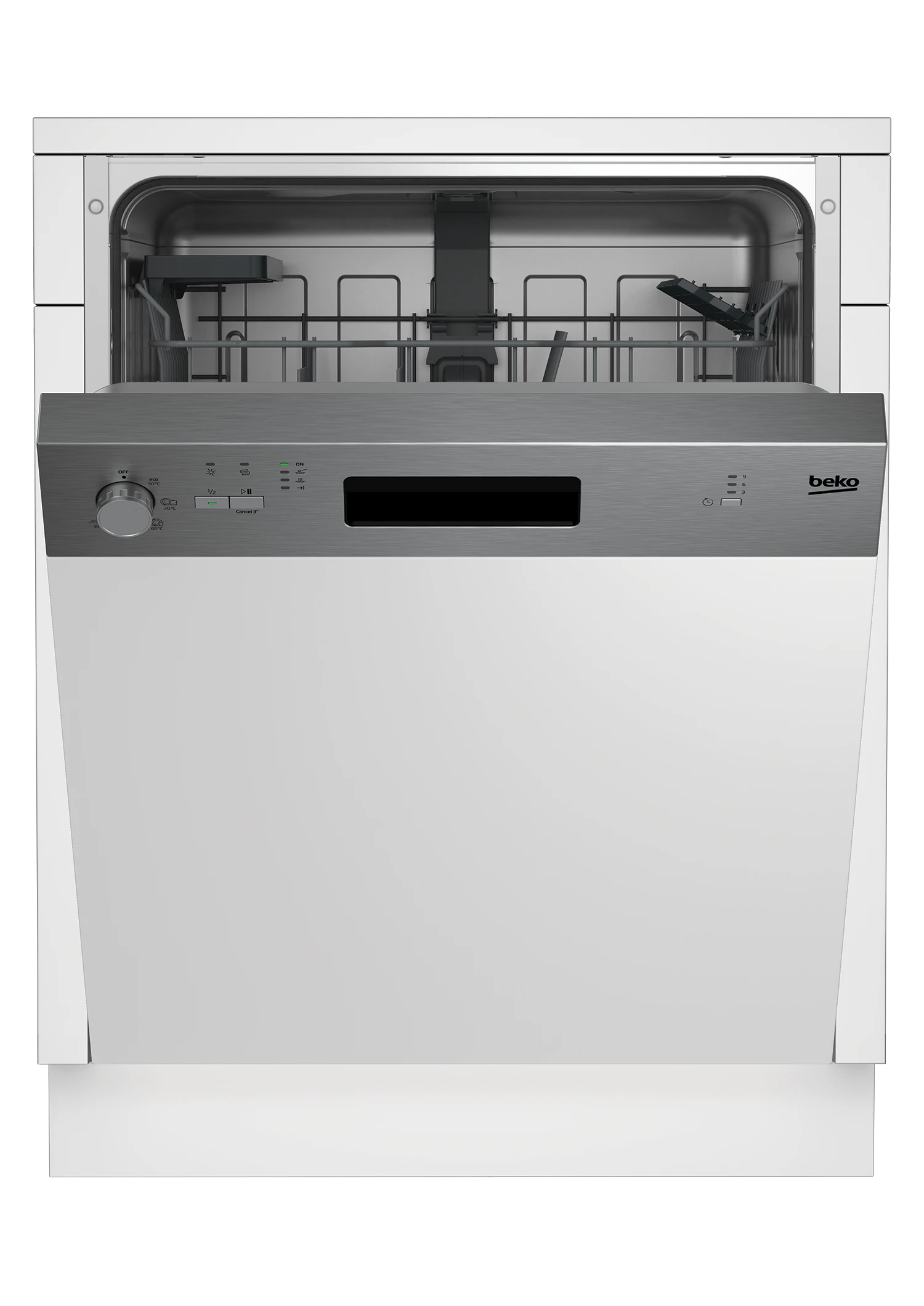Lave vaisselle Beko semi encastrable 13 couverts + bandeau ap DSN05311X