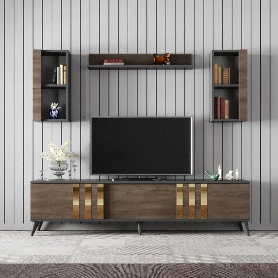 Table téléviseur unité MFC40+MFC42 1.80X30X30 cm marron TVNM010