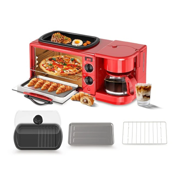 Mini four Decakila 9litres électrique avec grille 3 en 1 rouge KEEV003R