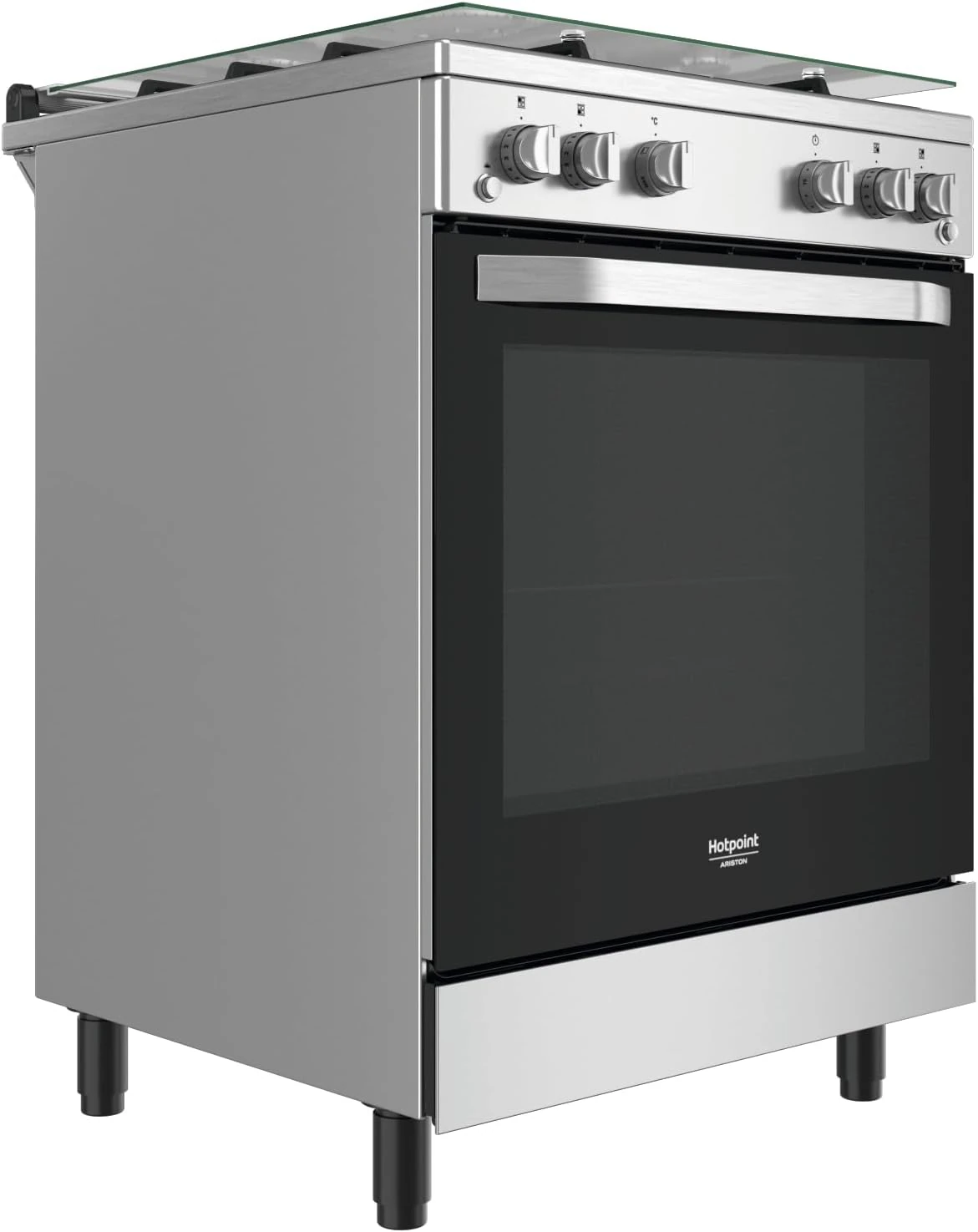 Cuisinière hotpoint 4feux à gaz 60X60 four à gaz gris HS67G2PMX/IT/1