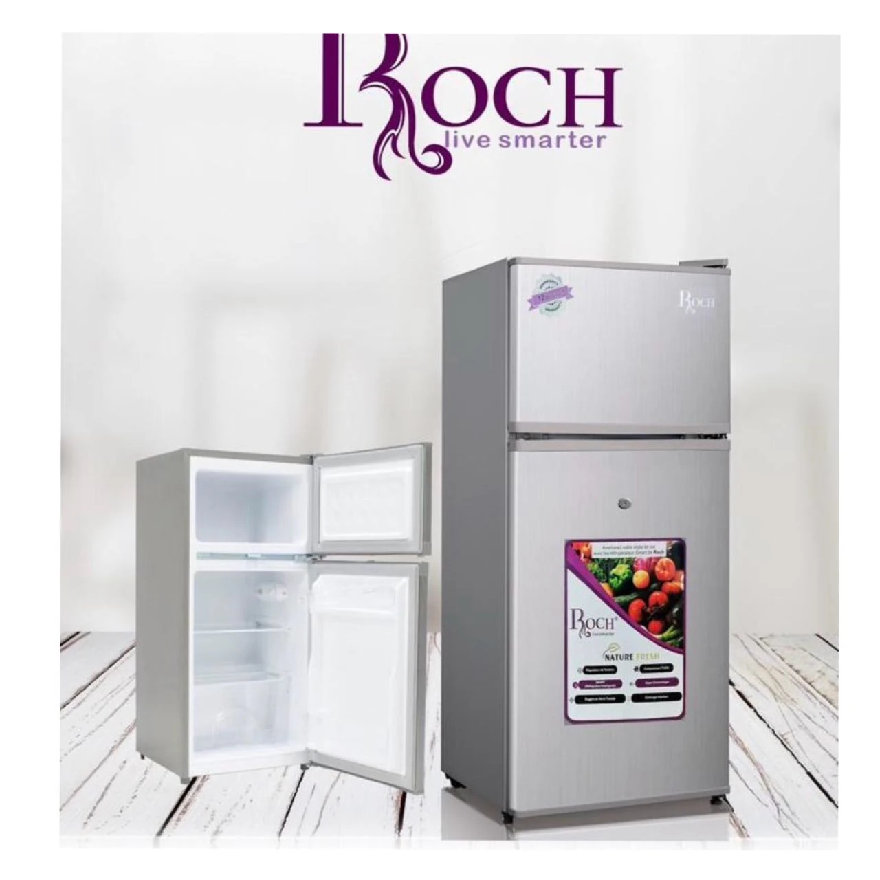 Réfrigérateur Roch bar 2portes gris RFR110DT