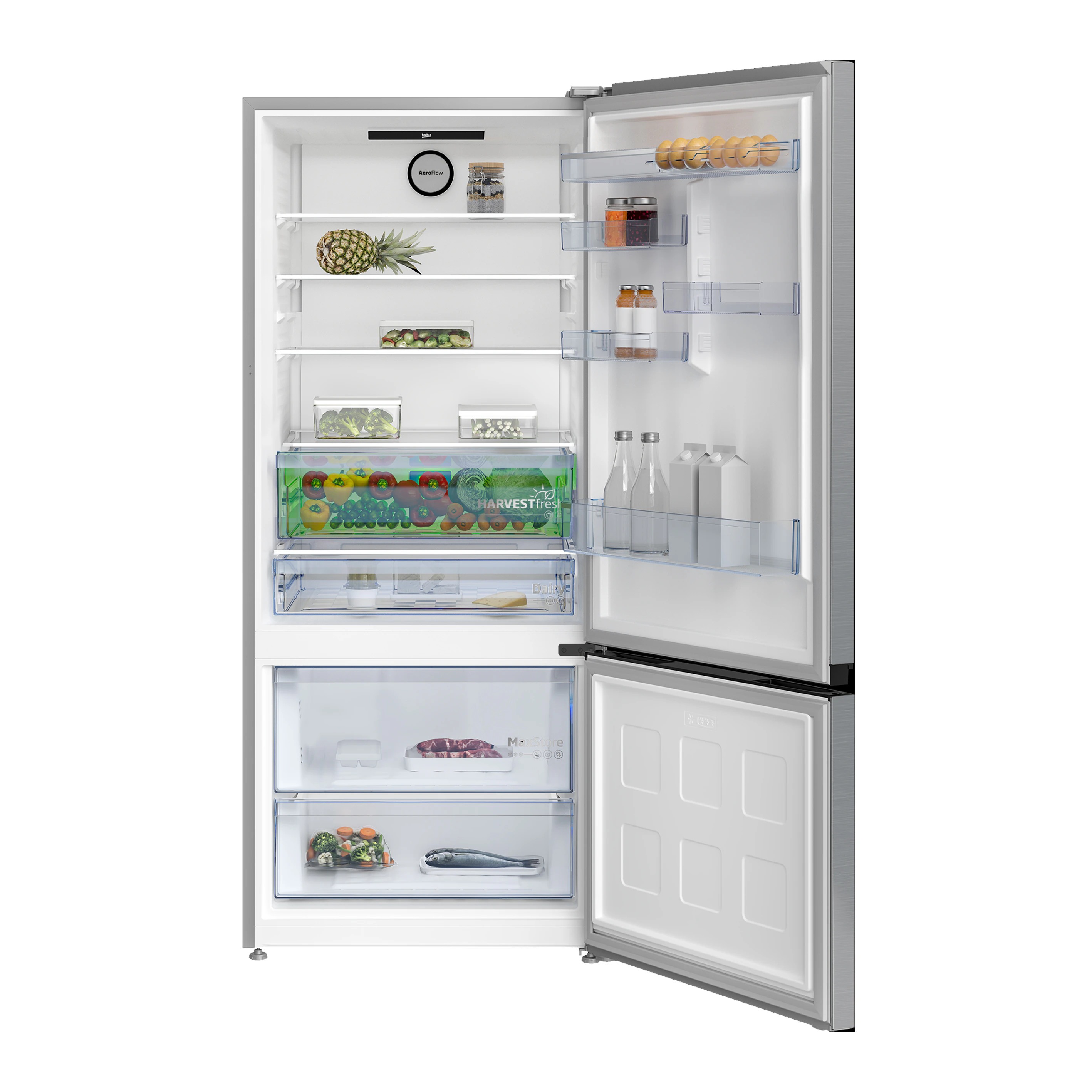 Réfrigérateur Beko combiné 2tiroirs 660litres inverter No Frost A++ gris B5RCNE66HXB