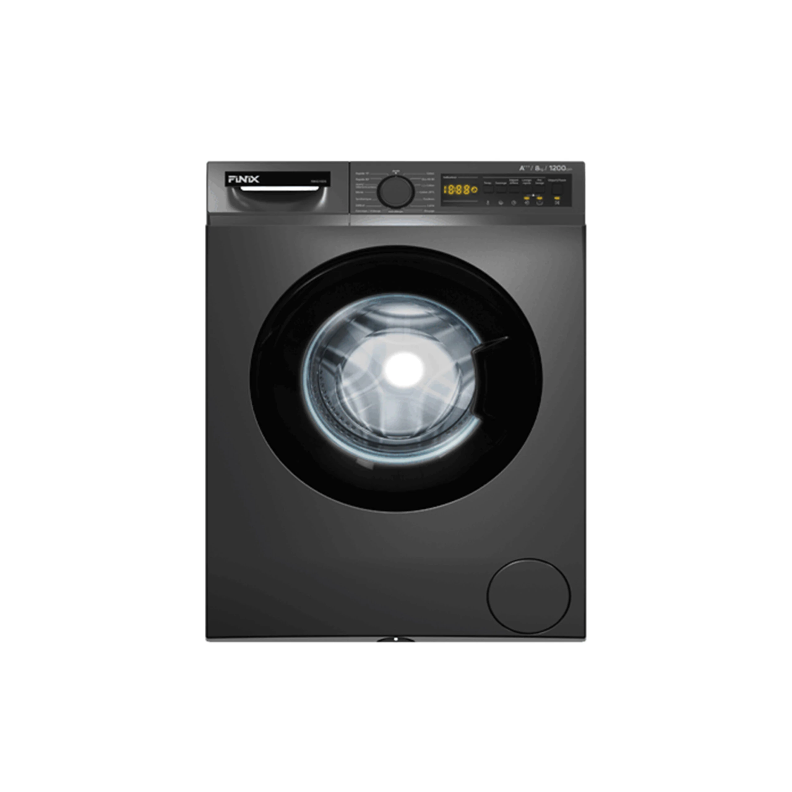 Machine à laver Finix 8kg inverter front load gris FIN80IXDAO5E