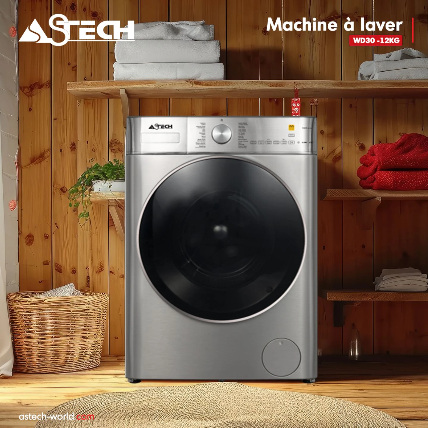 Machine à laver Astech 10KG/6KG séchage inverter WD30TS106LS688OG