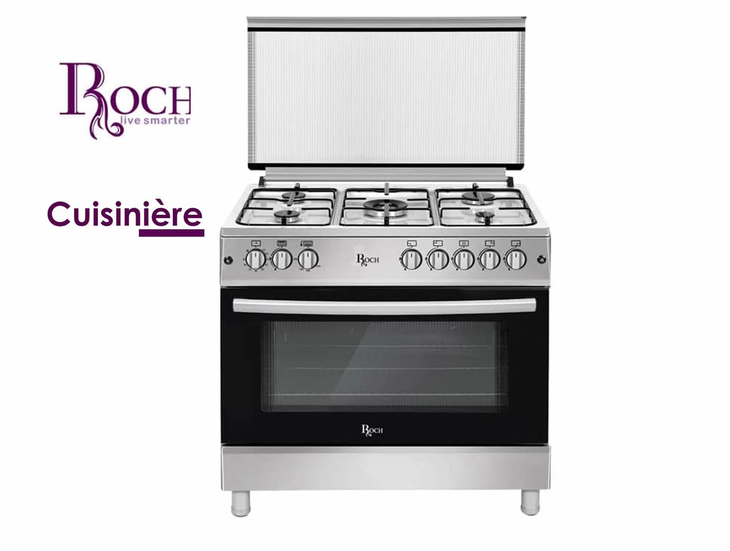 Cuisinière Roch 5feux 90X60 inox F9L50 G2IL/RGC90SS