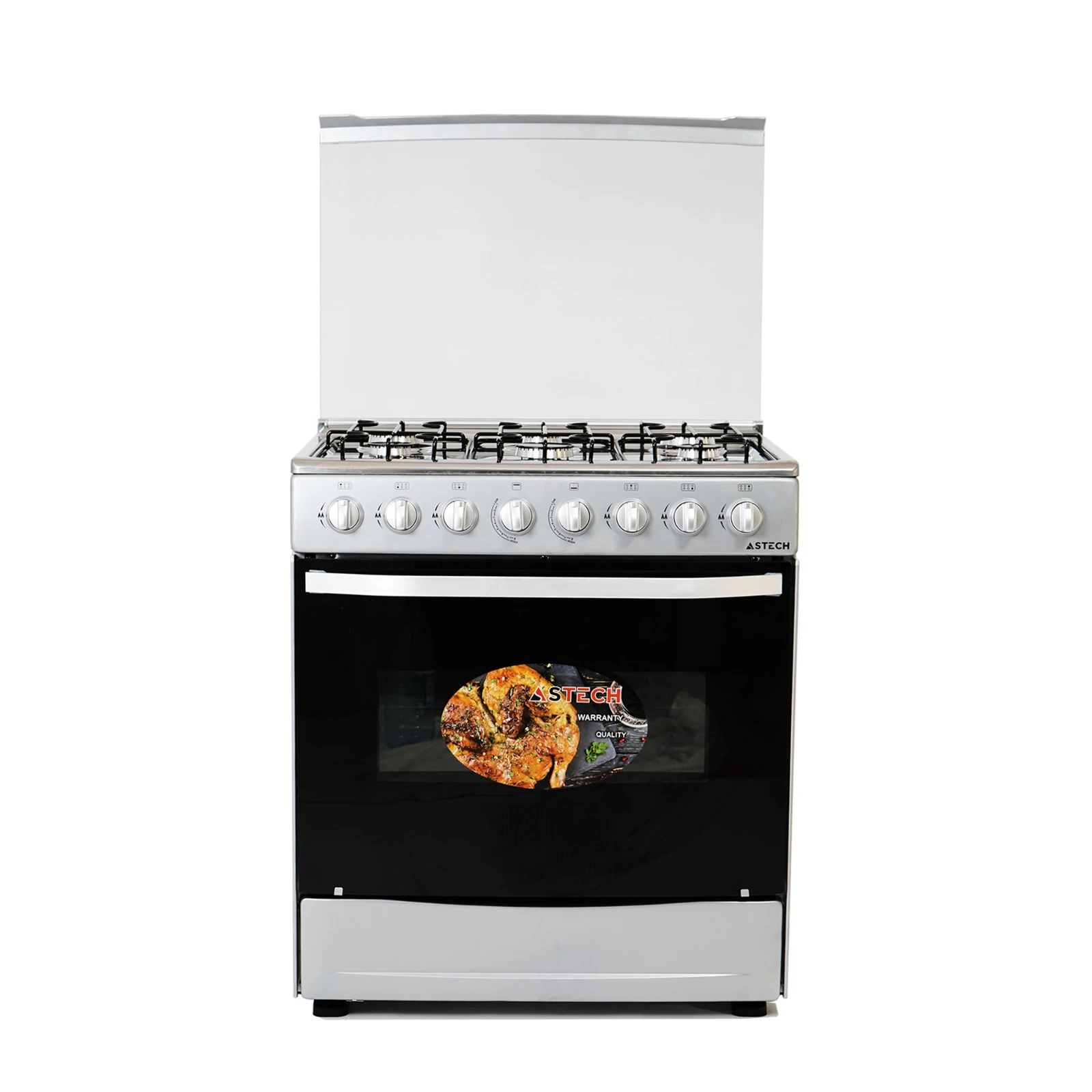 Cuisinière Astech 6feux 80X60 à gaz avec four à gaz inox CIS86MS