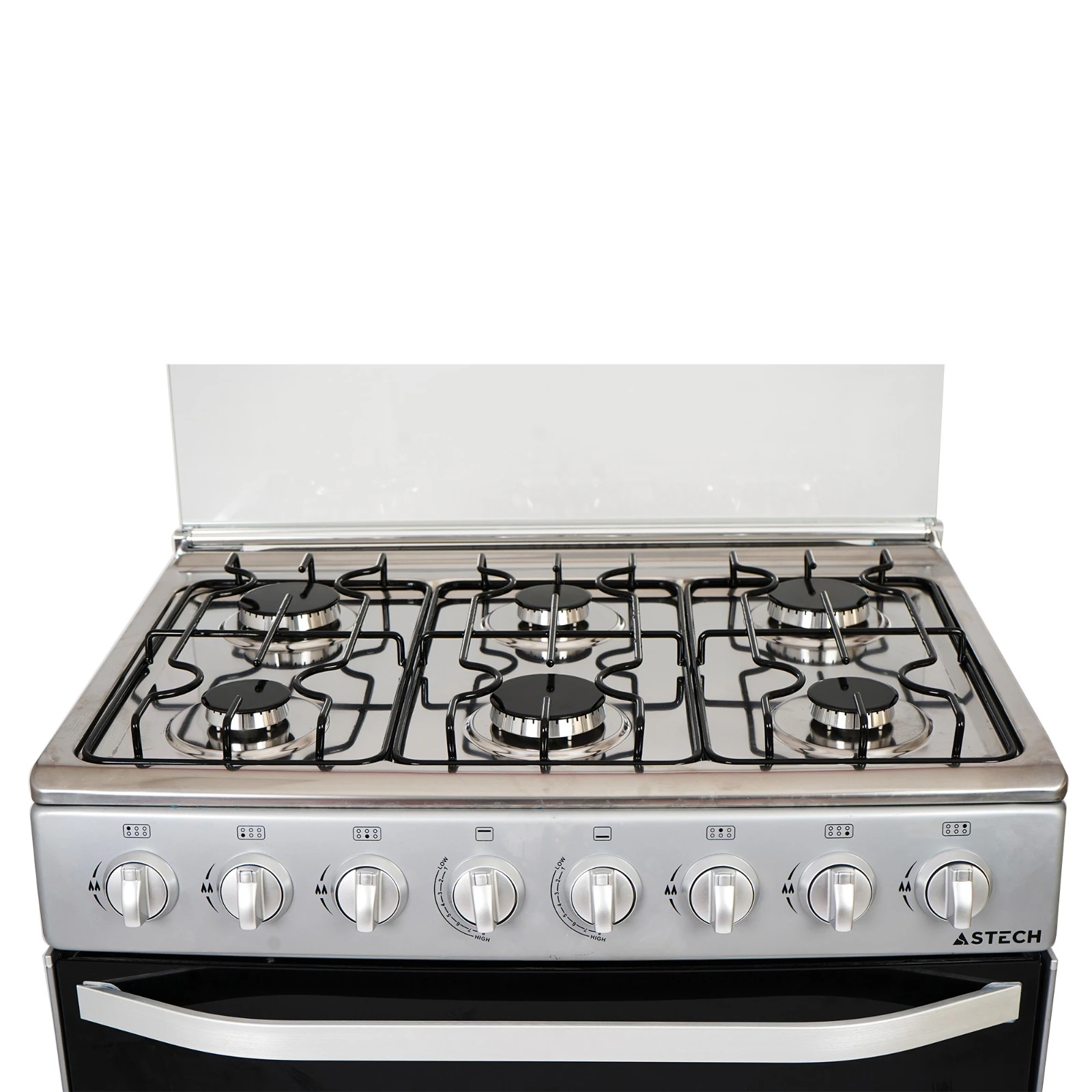 Cuisinière Astech 6feux 80X60 à gaz avec four à gaz inox CIS86MS