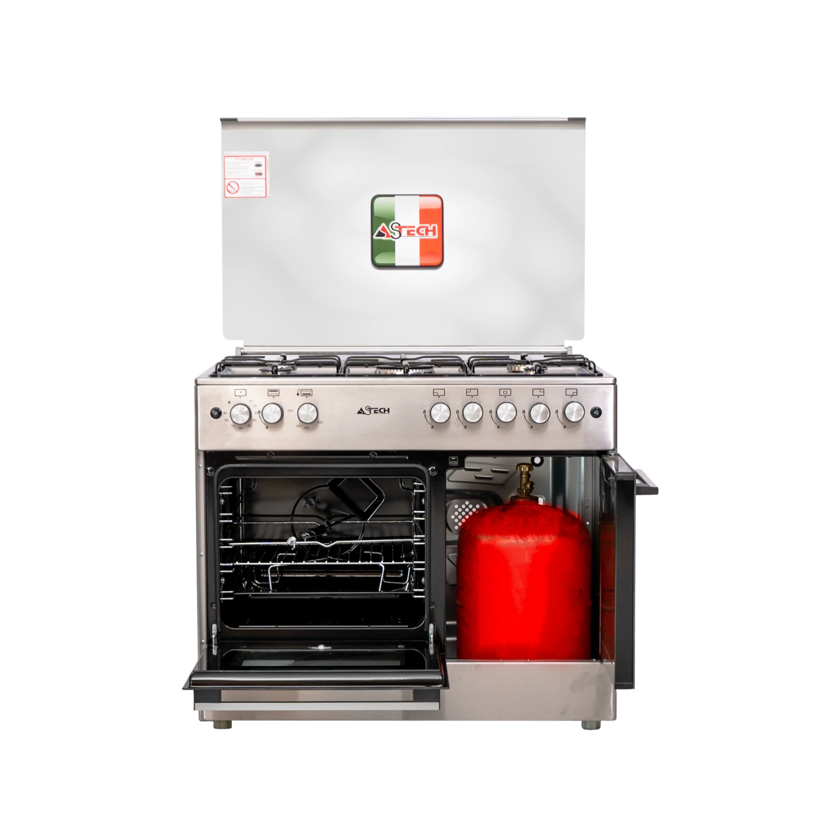 Cuisinière Astech 5feux 90X60 à gaz avec four à gaz avec porte bouteille CK95BSAR