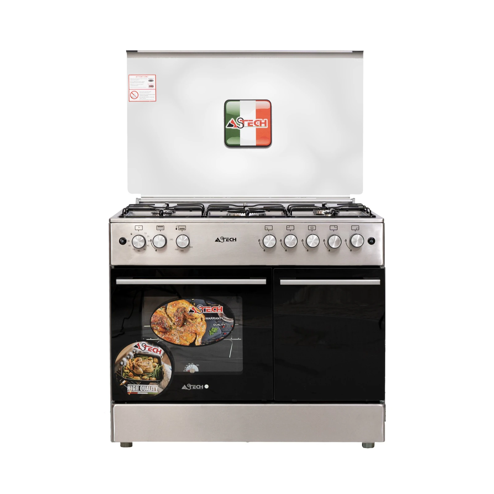Cuisinière Astech 5feux 90X60 à gaz avec four à gaz avec porte bouteille CK95BSAR