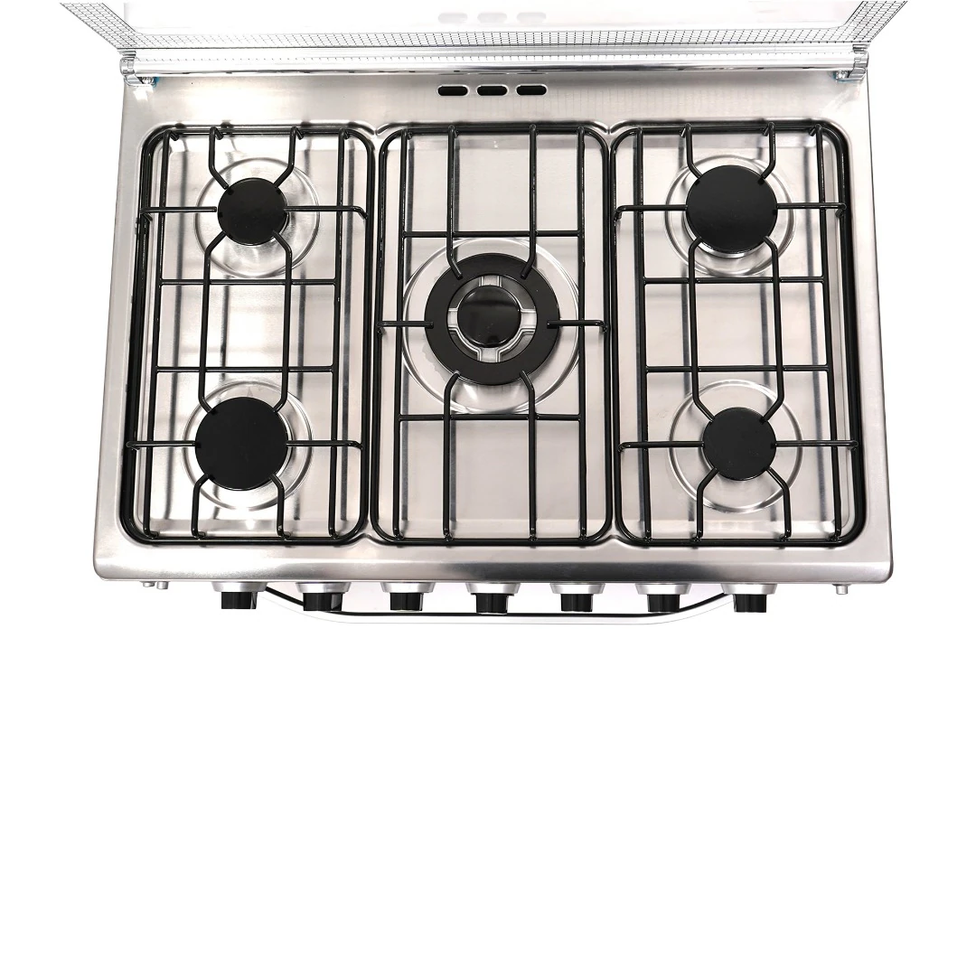 Cuisinière Astech 5feux 80X60 à gaz avec four à gaz full option inox 80MIS