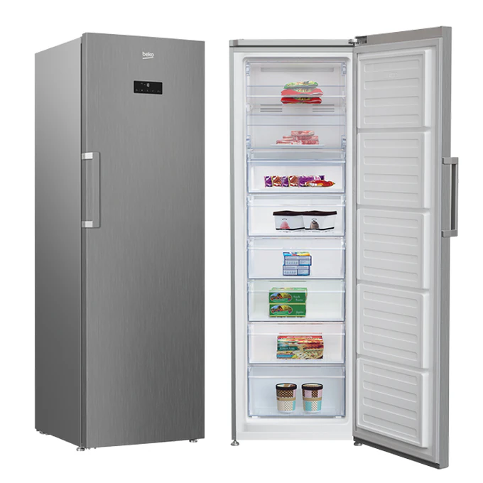 Congélateur Beko vertical 8tiroirs No Frost gris RFNE451XB